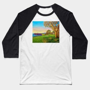 Colorful painting of the 6th hole at Pebble Beach Golf Course Baseball T-Shirt